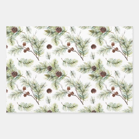 Waterverf Woodland Forest Vakantie Inpakpapier Vel (Voorkant 3)