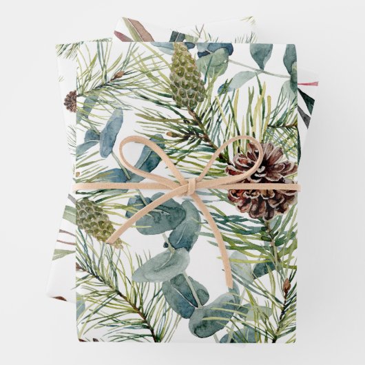 Waterverf Woodland Forest Vakantie Inpakpapier Vel (In situ)