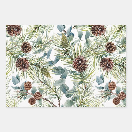 Waterverf Woodland Forest Vakantie Inpakpapier Vel (Voorkant)