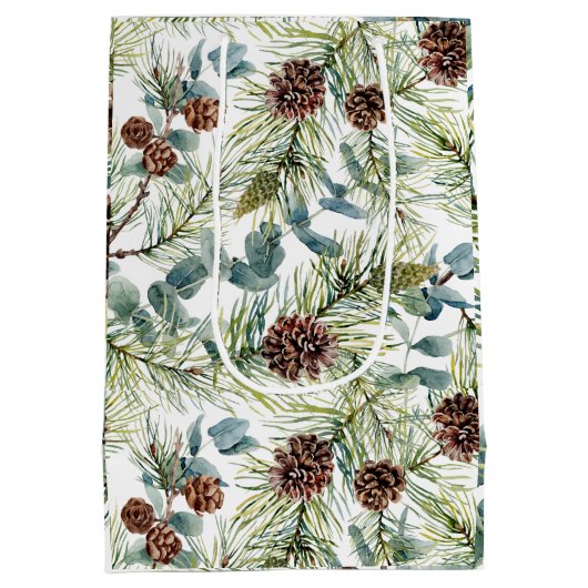 Waterverf Woodland Forest Vakantie Medium Cadeauzakje (Achterkant)