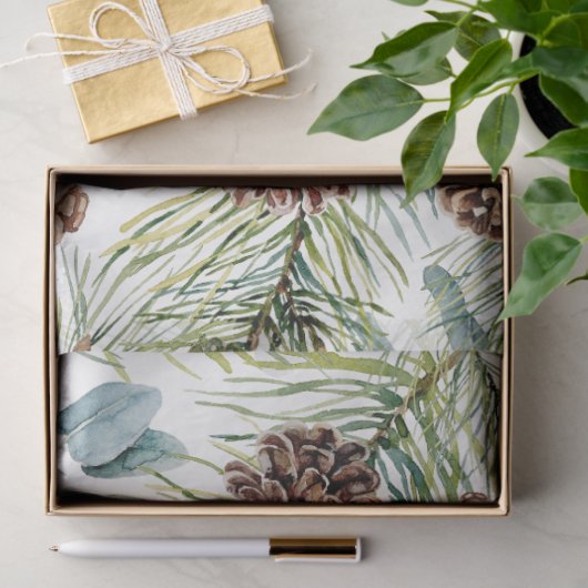 Waterverf Woodland Forest Vakantie Tissuepapier (Geschenk)