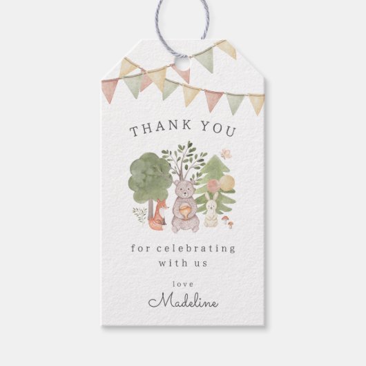 Waterverf Woodland | Forest vrienden Gift Label Cadeaulabel (Voorkant)