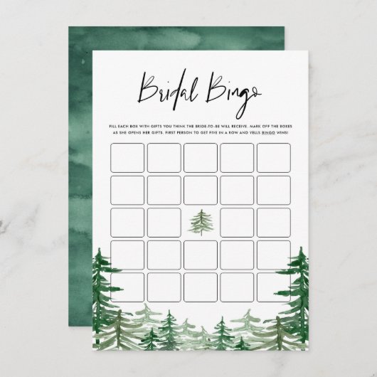 Waterverf Woodland Forest Vrijgezellenfeest Bingo Informatiekaartje (Voorkant / Achterkant)