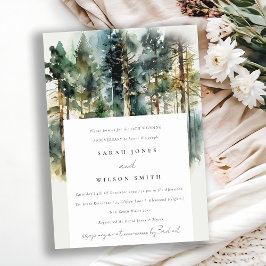 Waterverf Woodland Forest Wedding Jubileum Kaart