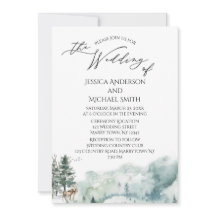Waterverf Woodland Forest Wedding Kaart