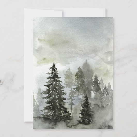 Waterverf Woodland Forest Wedding Kaart (Achterkant)