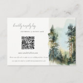 Waterverf Woodland Forest Wedding QR Code RSVP Informatiekaartje (Voorkant)