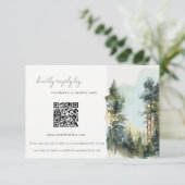 Waterverf Woodland Forest Wedding QR Code RSVP Informatiekaartje (Staand voorkant)