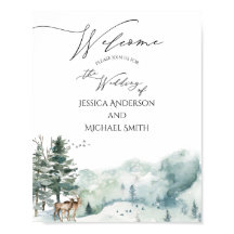 Waterverf Woodland Forest Wedding Welcome