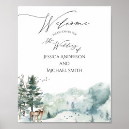 Waterverf Woodland Forest Wedding Welcome Poster