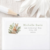 Waterverf Woodland Fox-adreslabel Etiket (Insitu)