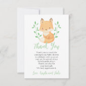 Waterverf Woodland Fox Baby shower Bedankkaart (Voorkant)