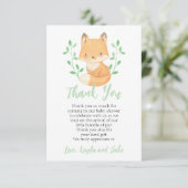 Waterverf Woodland Fox Baby shower Bedankkaart (Staand voorkant)