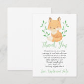 Waterverf Woodland Fox Baby shower Bedankkaart (Voorkant / Achterkant)