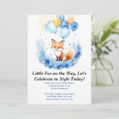 Waterverf Woodland Fox Baby shower Invitation Kaart (Staand voorkant)
