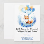 Waterverf Woodland Fox Baby shower Invitation Kaart (Voorkant / Achterkant)