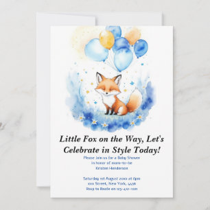Waterverf Woodland Fox Baby shower Invitation Kaart