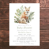 Waterverf Woodland Fox Baby shower Kaart