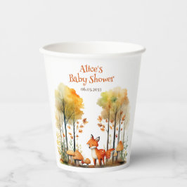 Waterverf Woodland Fox Baby shower Papieren Bekers