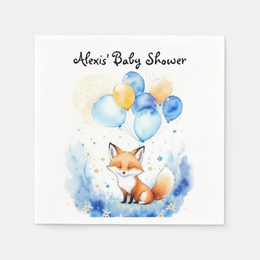 Waterverf Woodland Fox Baby shower Servet (Voorkant)
