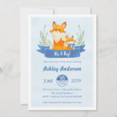 Waterverf Woodland Fox Boy Baby shower Invitation Kaart (Voorkant)