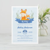 Waterverf Woodland Fox Boy Baby shower Invitation Kaart (Staand voorkant)