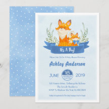 Waterverf Woodland Fox Boy Baby shower Invitation