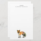 Waterverf Woodland Fox | Jouw namen toevoegen Briefpapier (Voorkant / Achterkant)