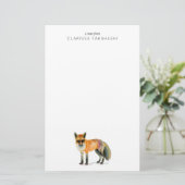 Waterverf Woodland Fox | Jouw namen toevoegen Briefpapier (Staand voorkant)