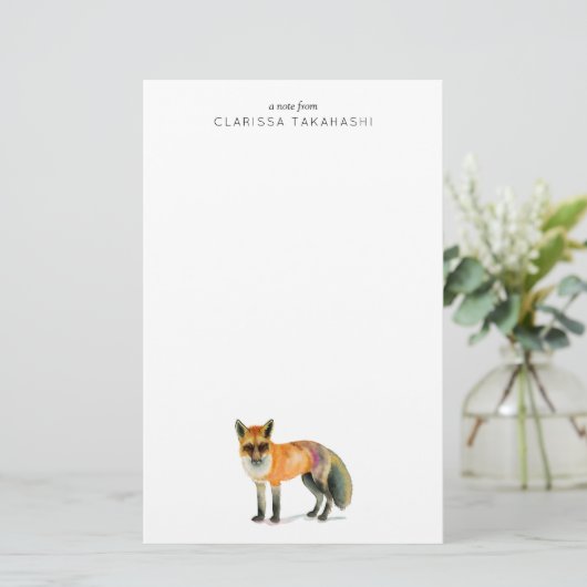 Waterverf Woodland Fox | Jouw namen toevoegen Briefpapier (Staand voorkant)