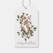 Waterverf Woodland Fox Pine kocht kerstcadeau Cadeaulabel (Voorkant)