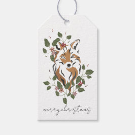 Waterverf Woodland Fox Pine kocht kerstcadeau Cadeaulabel