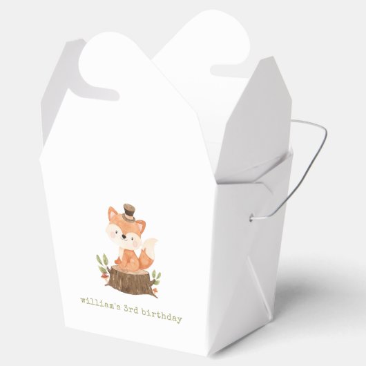 Waterverf Woodland Fox Sage Groen Verjaardagsfeest Bedankdoosjes (Geopend)