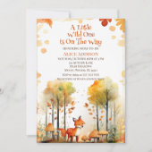 Waterverf Woodland Fox Wild One Baby shower Kaart (Voorkant)