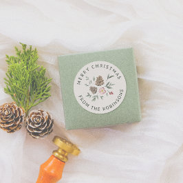 Waterverf Woodland gebladerte rond kerst Ronde Sticker