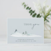 Waterverf Woodland Green Pine Trees Bruiloft Bedankkaart (Staand voorkant)