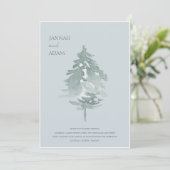 Waterverf Woodland Green Pine Trees Bruiloft Kaart (Staand voorkant)