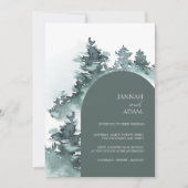 Waterverf Woodland Green Pine Trees Bruiloft Kaart (Voorkant)