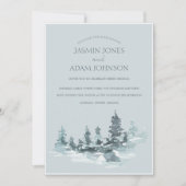 Waterverf Woodland Green Pine Trees Bruiloft Kaart (Voorkant)