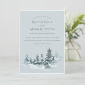 Waterverf Woodland Green Pine Trees Bruiloft Kaart (Staand voorkant)