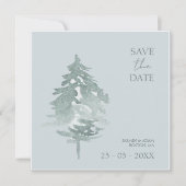 Waterverf Woodland Green Pine Trees Bruiloft Save The Date (Voorkant)