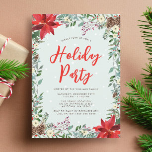 Waterverf Woodland Greenery Holiday Party Kaart