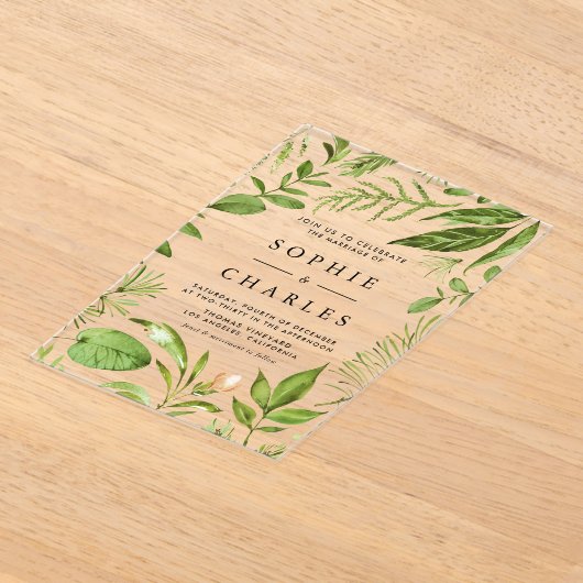 Waterverf Woodland Greenery Lijst bruiloft Acryl Uitnodigingen (Laagn)