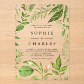 Waterverf Woodland Greenery Lijst bruiloft Acryl Uitnodigingen (Voorkant)