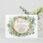 Waterverf Woodland groen doop doopsel Kaart (Staand voorkant)