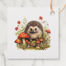 Waterverf Woodland Hedgehog Mushrooms Baby shower