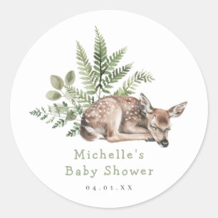 Waterverf Woodland Herten Baby shower Ronde Sticker