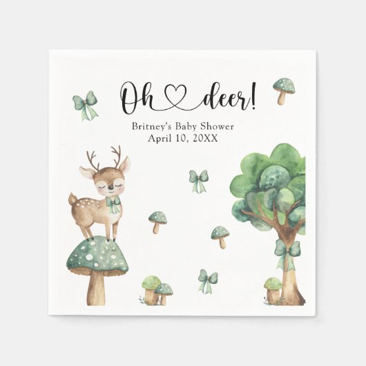 Waterverf Woodland Herten Baby shower Servet (Voorkant)