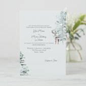 Waterverf Woodland Herten bruiloft uitnodiging (Staand voorkant)