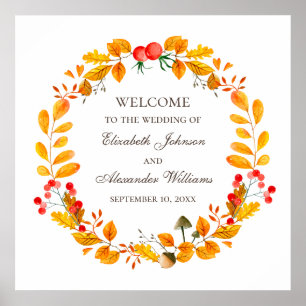 Waterverf. Woodland - huwelijksbezoek Poster